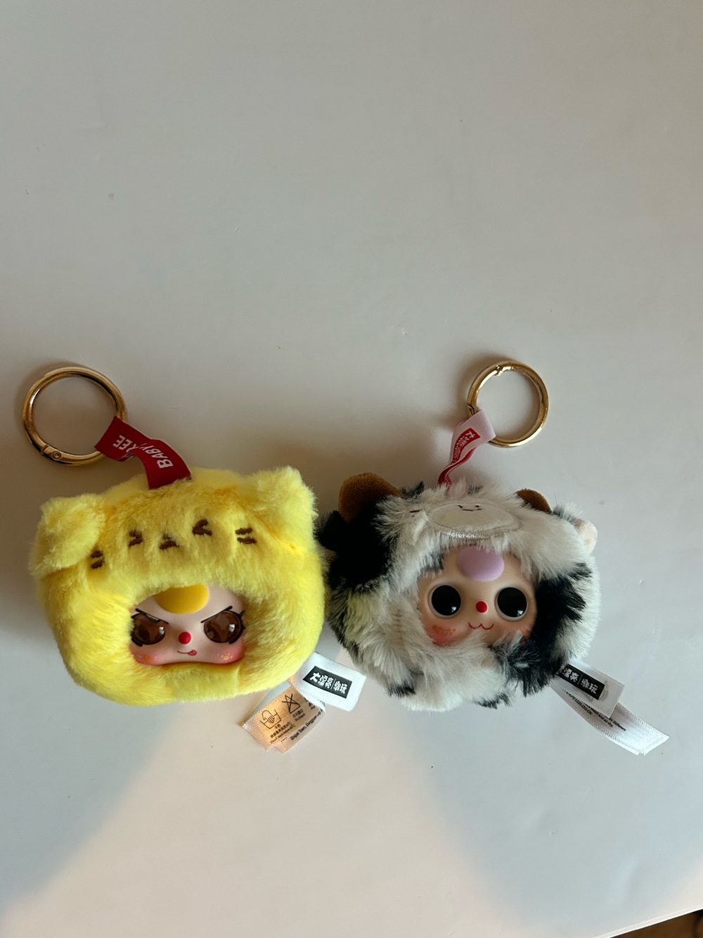 Labubu-Style Plush Keychain Bag Charms – Yellow & Cow
